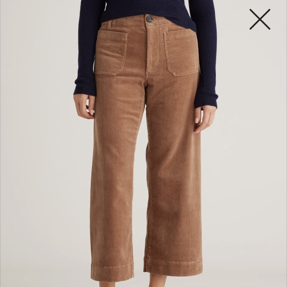 QUINCE Organic Stretch Corduroy Cropped Wide Leg Pants
